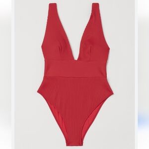 New H&M High Leg Ribbed Swimsuit